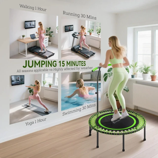 Alt view image 3 of 7 - 45" Rebounder Trampoline, Mini Fitness Trampoline Bungee Rebounder