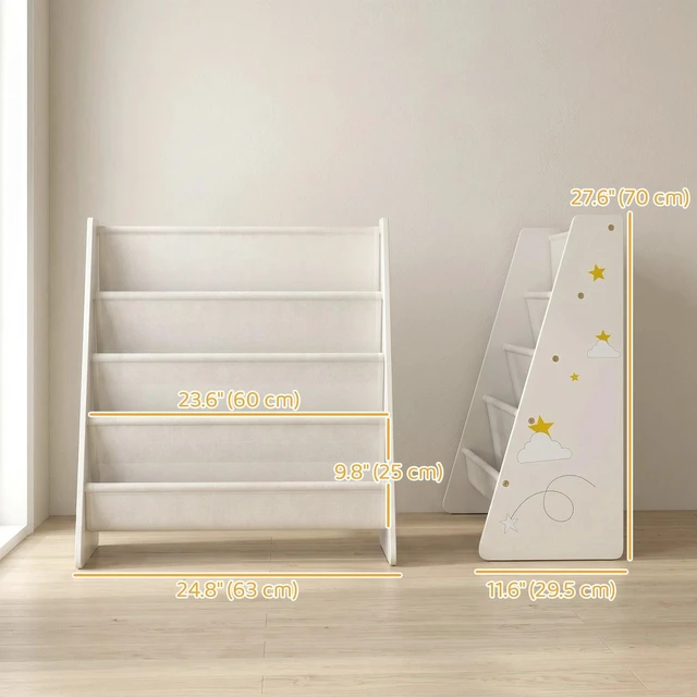 Alt view image 5 of 7 - Fabric Kids Bookshelf, 4-Tier Toddler Sling Book Rack for Playroom