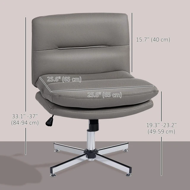 Alt view image 5 of 7 - Armless Office Desk Chair, Criss Cross Computer Chair, Grey