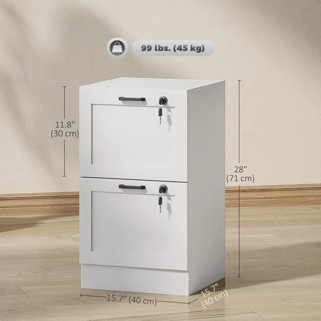Alt view image 2 of 7 - Office File Cabinet with 2 Drawers, Vertical Filing Cabinet, White