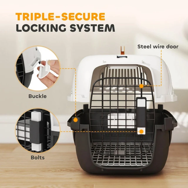Alt view image 5 of 7 - Plastic Dog and Cat Kennel Hard Sided, Airline Approved Pet Carrier