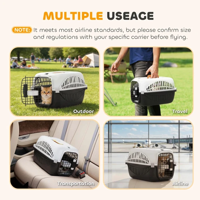 Alt view image 6 of 7 - Plastic Dog and Cat Kennel Hard Sided, Airline Approved Pet Carrier