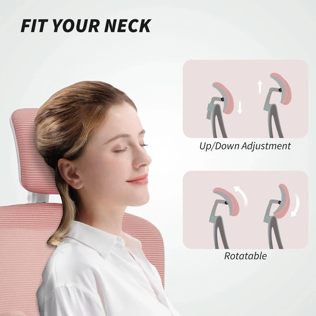 Alt view image 7 of 7 - Ergonomic Office Chair, Desk Chair with 4D Lumbar Support, Pink
