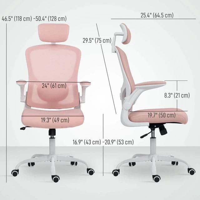 Alt view image 2 of 7 - Ergonomic Office Chair, Desk Chair with 4D Lumbar Support, Pink