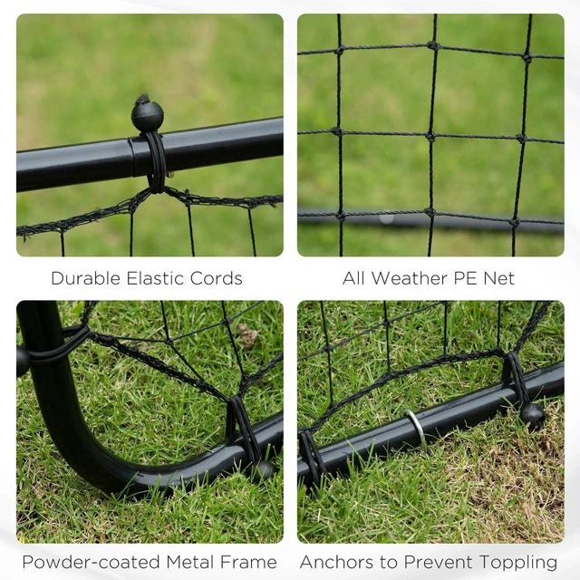 Alt view image 4 of 7 - Rebounder Net Football Training Aid Soccer Kickback Target Goal Play Black