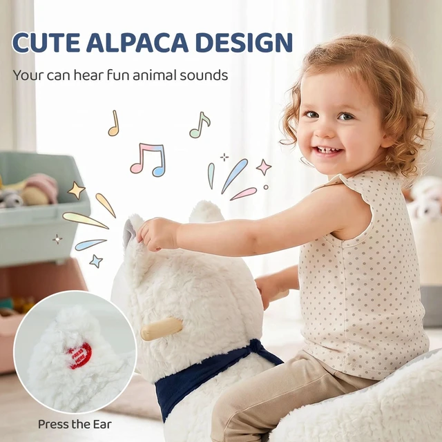 Alt view image 3 of 7 - Baby Rocking Horse, Plush Animal Rocker Alpaca with Realistic Sound