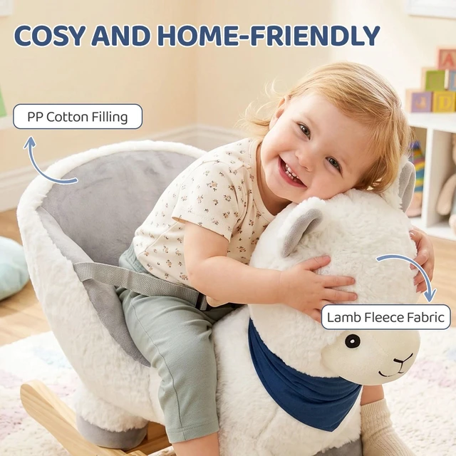 Alt view image 6 of 7 - Baby Rocking Horse, Plush Animal Rocker Alpaca with Realistic Sound