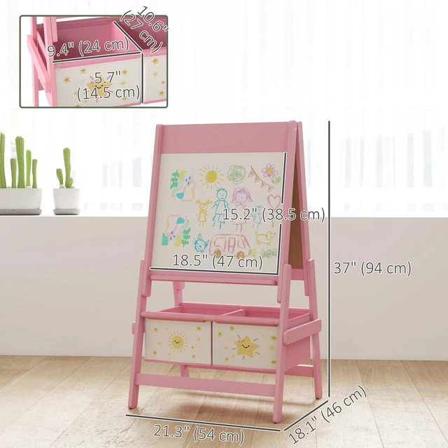 Alt view image 2 of 7 - Art Easel for Kids, 3-in-1 Double-Sided Kids Easel w/ Paper Roll-Pink