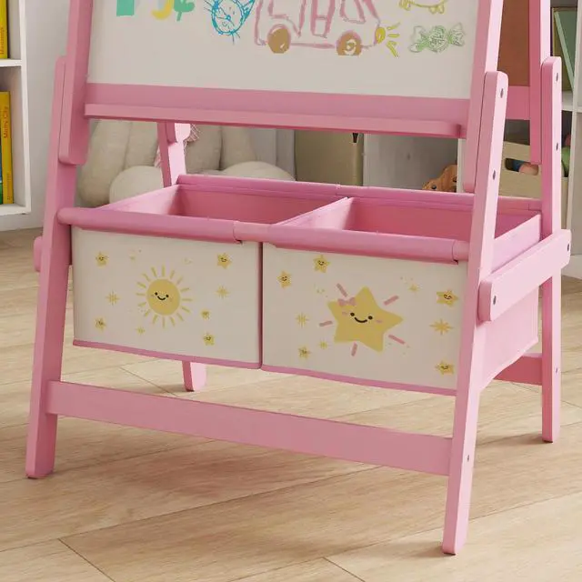 Alt view image 7 of 7 - Art Easel for Kids, 3-in-1 Double-Sided Kids Easel w/ Paper Roll-Pink