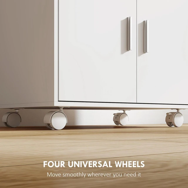 Alt view image 7 of 7 - Microwave Cart with Wheels, Microwave Stand with Drawer, White