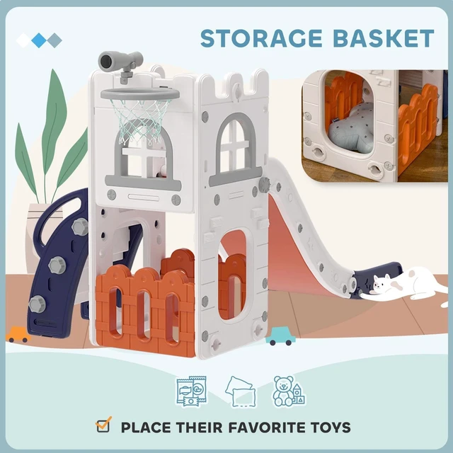 Alt view image 6 of 7 - 5 in 1 Toddler Slide for Kids Aged 1-3 Years Indoor Use, Orange