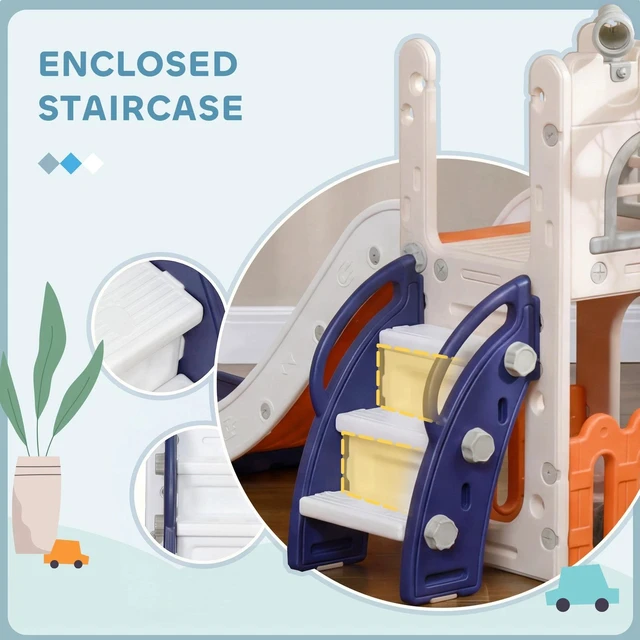 Alt view image 3 of 7 - 5 in 1 Toddler Slide for Kids Aged 1-3 Years Indoor Use, Orange
