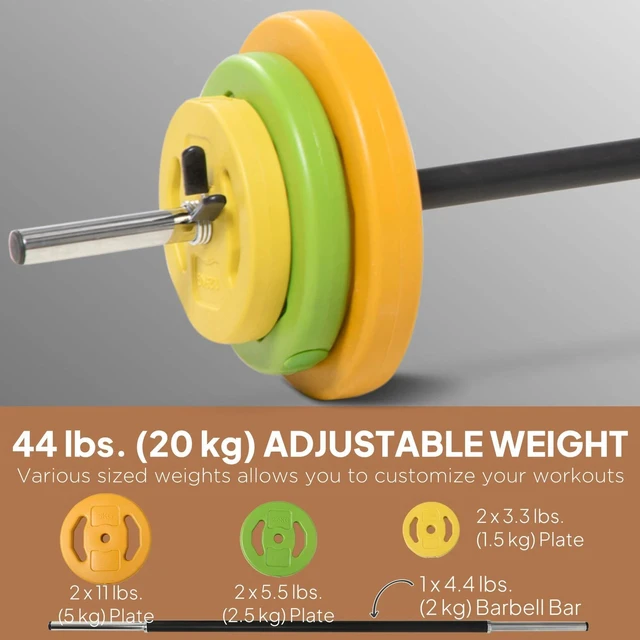 Alt view image 4 of 7 - 44lbs Adjustable Barbell Weight Set with Non-slip Handle for Strength Training