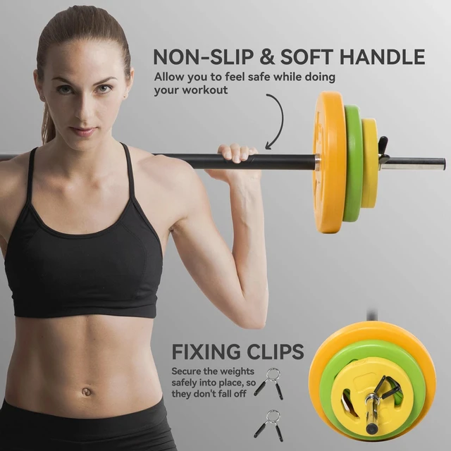Alt view image 6 of 7 - 44lbs Adjustable Barbell Weight Set with Non-slip Handle for Strength Training