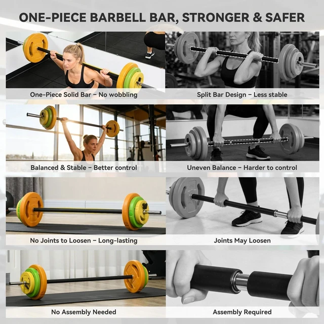 Alt view image 3 of 7 - 44lbs Adjustable Barbell Weight Set with Non-slip Handle for Strength Training