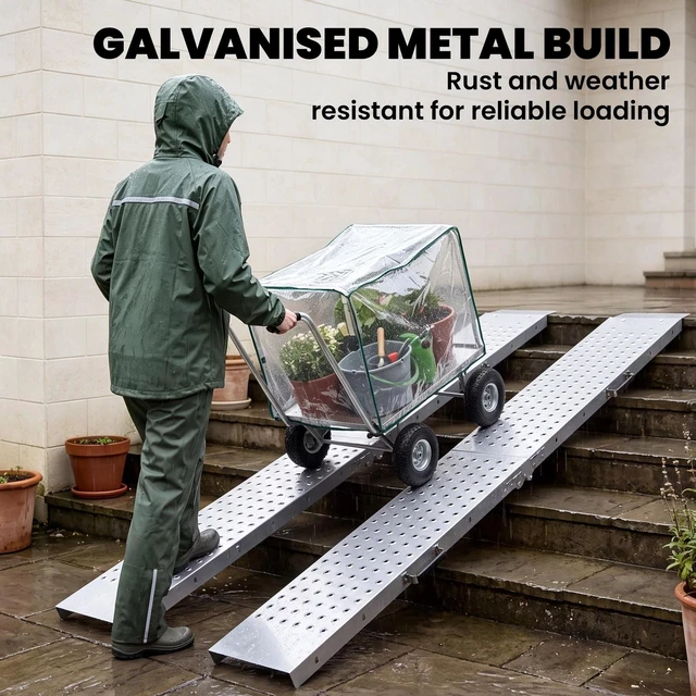 Alt view image 2 of 7 - Folding Loading Ramps, 2 PCS 880 lb ATV Truck Ramps, Silver