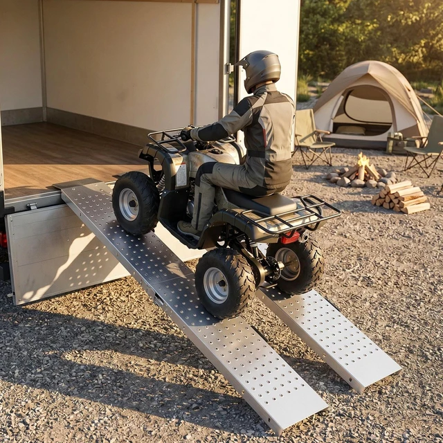 Alt view image 3 of 7 - Folding Loading Ramps, 2 PCS 880 lb ATV Truck Ramps, Silver