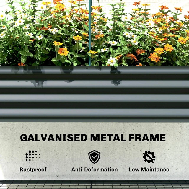 Alt view image 6 of 7 - Galvanised Raised Garden Bed with Greenhouse Cover, Dark Grey