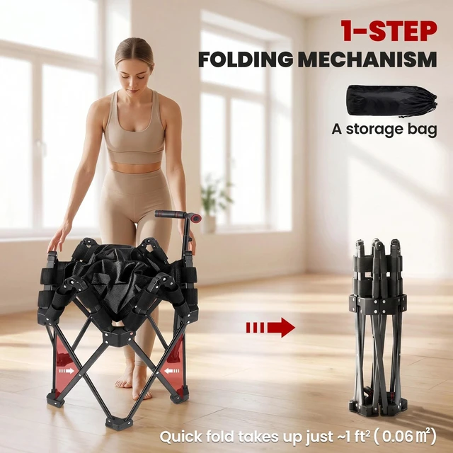 Alt view image 7 of 7 - 42" One-Step Fold Mini Trampoline with Adjustable Foam Handle, Black