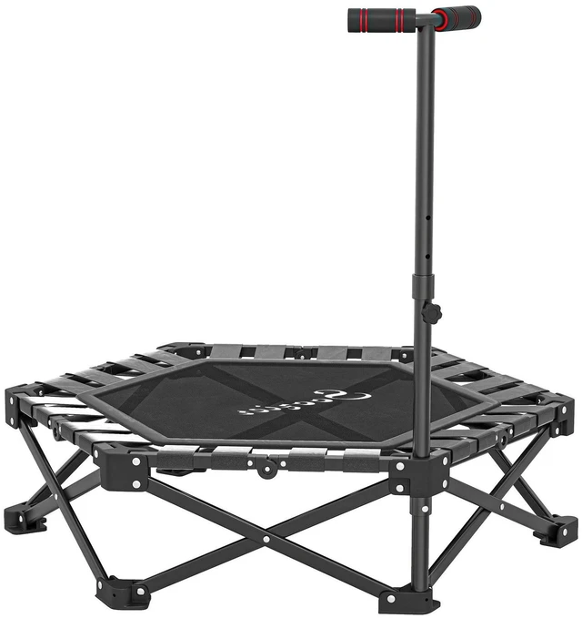 Main image of 42" One-Step Fold Mini Trampoline with Adjustable Foam Handle, Black