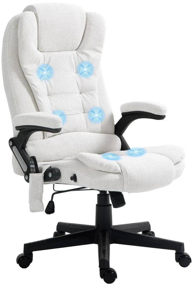 Main image of Home Office Massage Chair High Back Chair w/ Reclining, Swivel Wheels, White