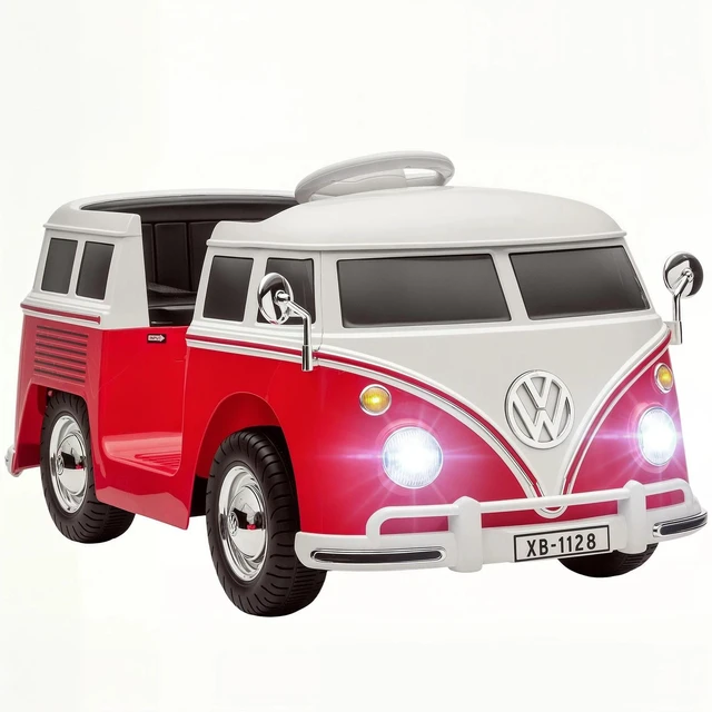 Main image of Lisensed Volkswagen T1 12V Kids Ride on Car with Dual Motor, Red
