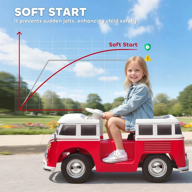 Alt view image 2 of 7 - Lisensed Volkswagen T1 12V Kids Ride on Car with Dual Motor, Red