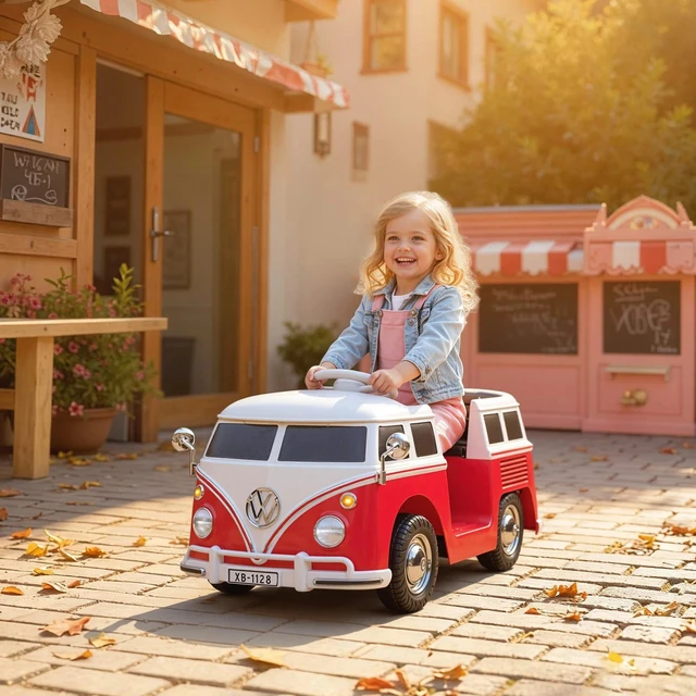 Alt view image 5 of 7 - Lisensed Volkswagen T1 12V Kids Ride on Car with Dual Motor, Red