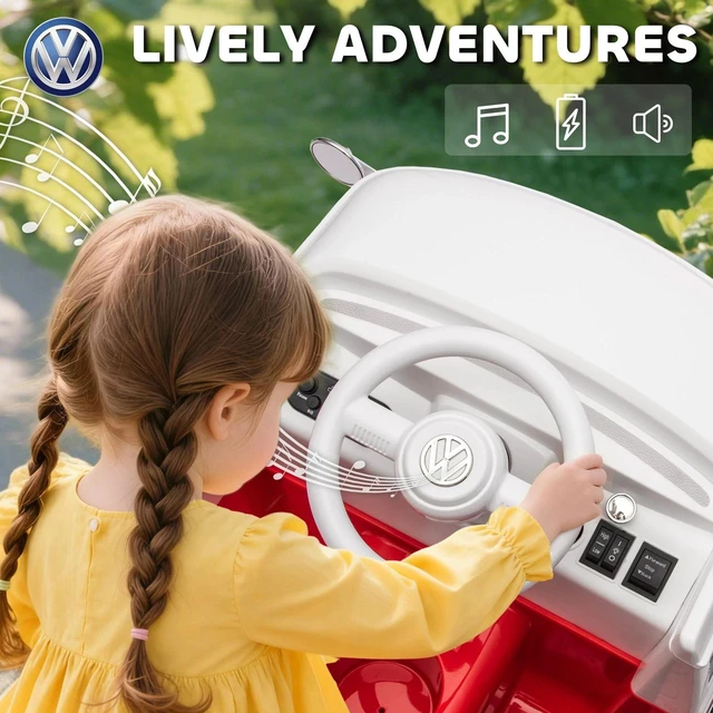 Alt view image 4 of 7 - Lisensed Volkswagen T1 12V Kids Ride on Car with Dual Motor, Red