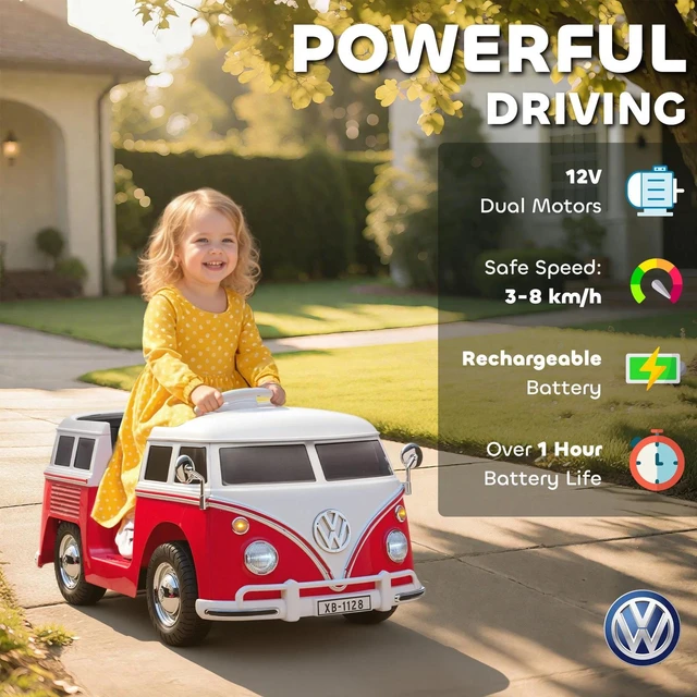 Alt view image 6 of 7 - Lisensed Volkswagen T1 12V Kids Ride on Car with Dual Motor, Red