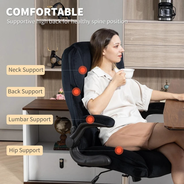 Alt view image 4 of 7 - Office Chair, Computer Desk Chair with Flip-up Armrest, Black
