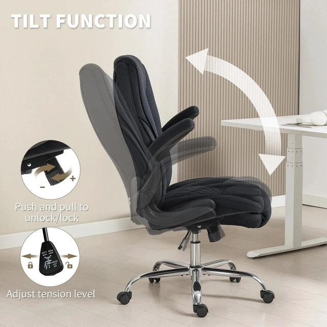 Alt view image 6 of 7 - Office Chair, Computer Desk Chair with Flip-up Armrest, Black