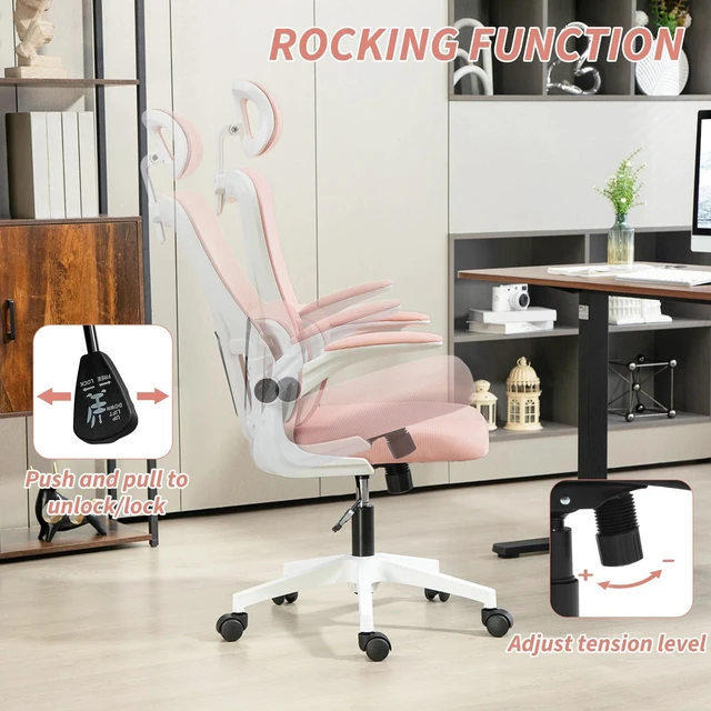 Alt view image 5 of 7 - Mesh Office Chair with Adjustable Headrest, Lumbar Support