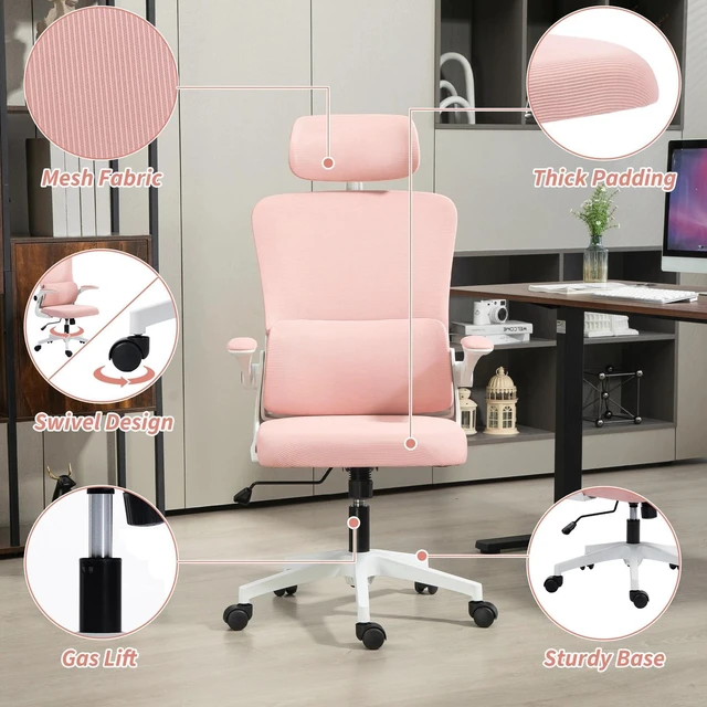 Alt view image 6 of 7 - Mesh Office Chair with Adjustable Headrest, Lumbar Support