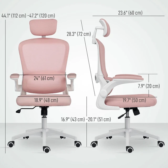 Alt view image 2 of 7 - Ergonomic Office Chair, Desk Chair with Lumbar Support, Pink