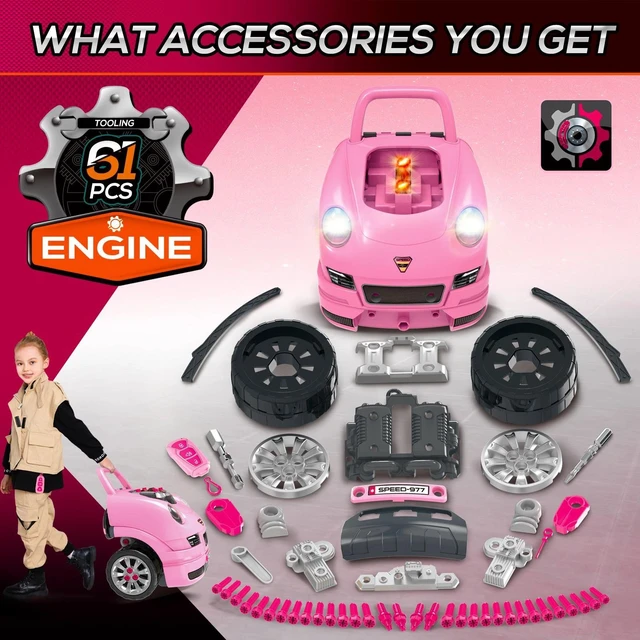 Alt view image 6 of 7 - Workshop Kids Car Engine Toyset Educational Car Play Maintenance Repair Station