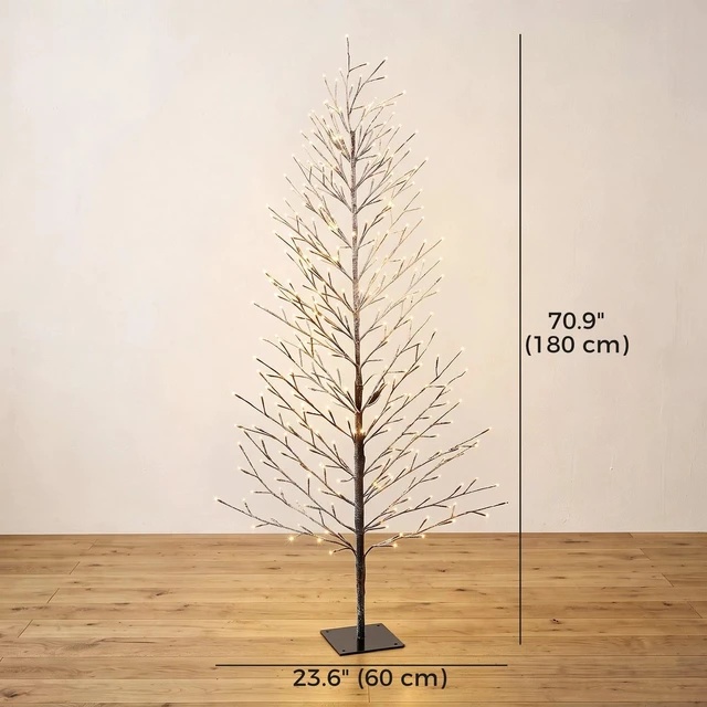 Alt view image 7 of 7 - 6FT Lighted Snow-Flocked Twig Tree with Fairy Lights 328 LED