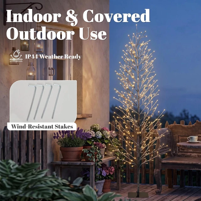 Alt view image 6 of 7 - 6FT Lighted Snow-Flocked Twig Tree with Fairy Lights 328 LED