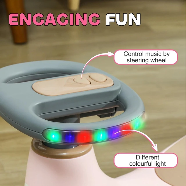 Alt view image 6 of 7 - Kids Wiggle Car w/ Parent Traction Rope, Music, Light, Pink
