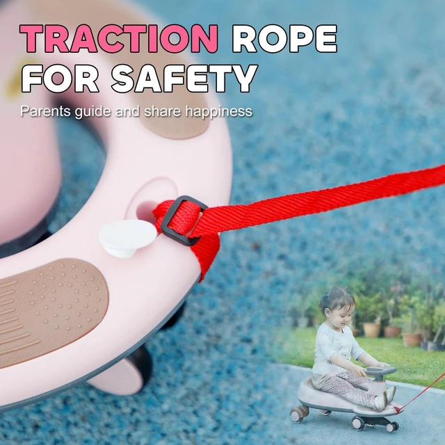 Alt view image 4 of 7 - Kids Wiggle Car w/ Parent Traction Rope, Music, Light, Pink