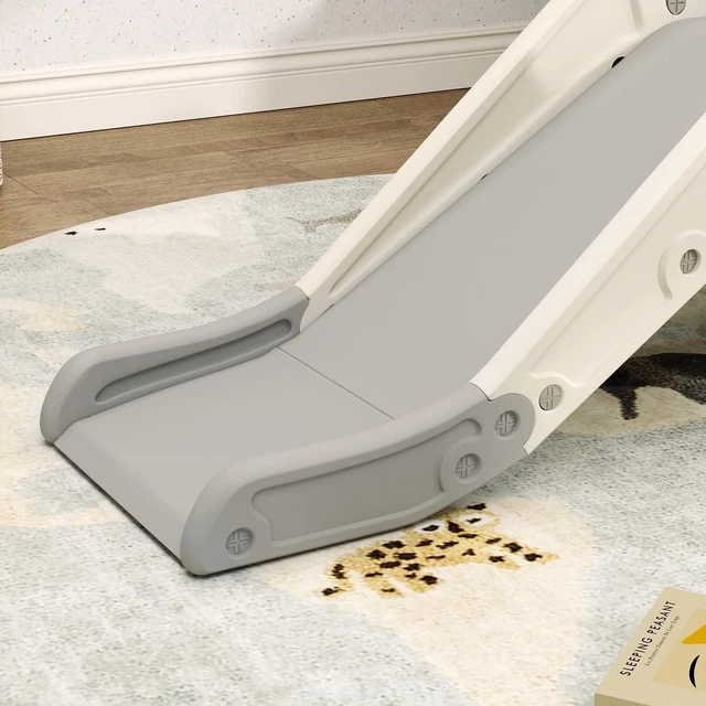 Alt view image 4 of 7 - 3 in 1 Toddler Slide with Basketball Hoop, Climber, Cream