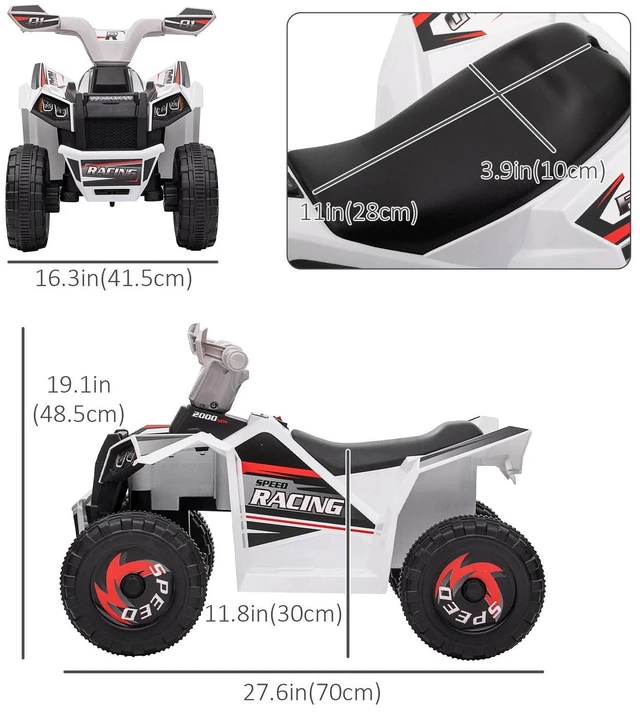 Alt view image 3 of 7 - Kids ATV Quad Car, 6V Four-Wheeler w/ Forward Backward, Red