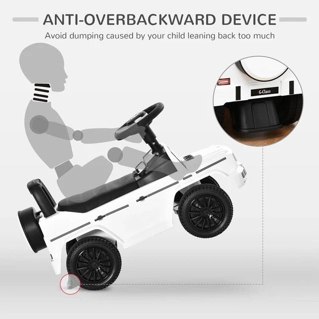 Alt view image 3 of 7 - Push Handle Sliding Car w/Horn No Power Under Seat Storage White