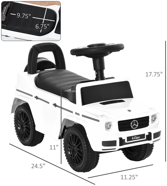 Alt view image 2 of 7 - Push Handle Sliding Car w/Horn No Power Under Seat Storage White