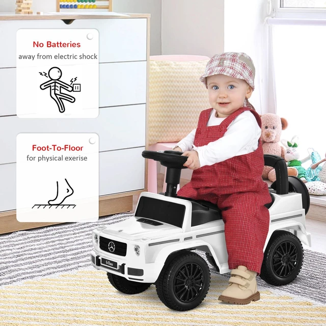 Alt view image 7 of 7 - Push Handle Sliding Car w/Horn No Power Under Seat Storage White