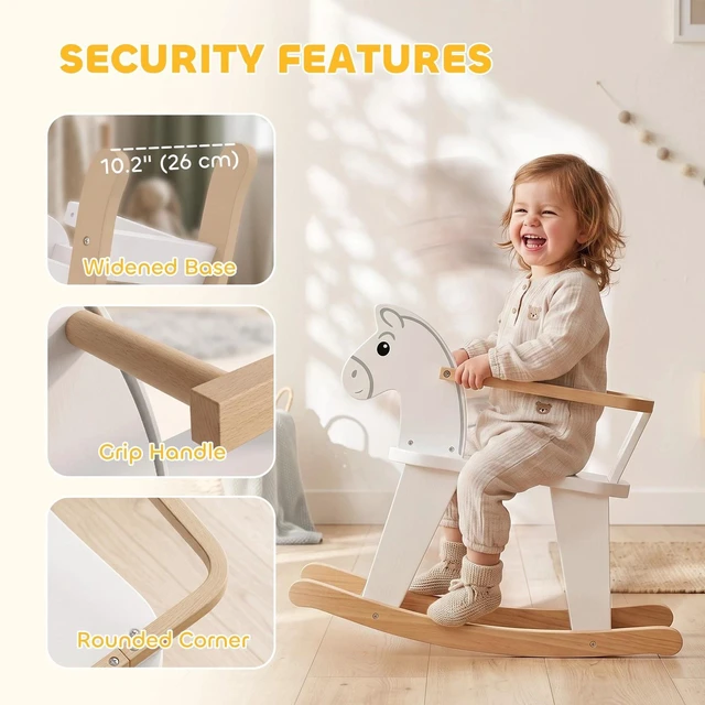 Alt view image 7 of 7 - Rocking Horse with Removable Fence for Toddlers 1.5-3 Years, White