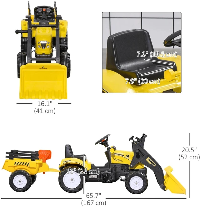 Alt view image 2 of 7 - Ride On Excavator Pedal Control w/ 6 Wheels Controllable Bucket, for Ages 3 Year