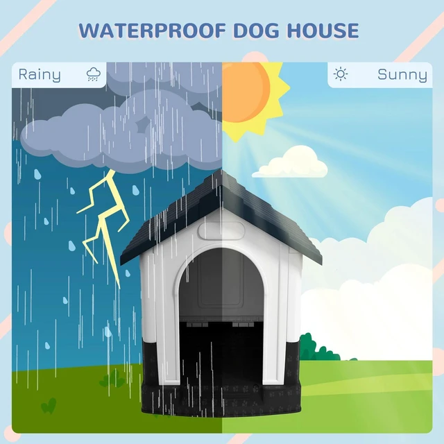 Alt view image 3 of 7 - Dog Kennel for Outside, Plastic Dog House, Water-resistant for Gardens