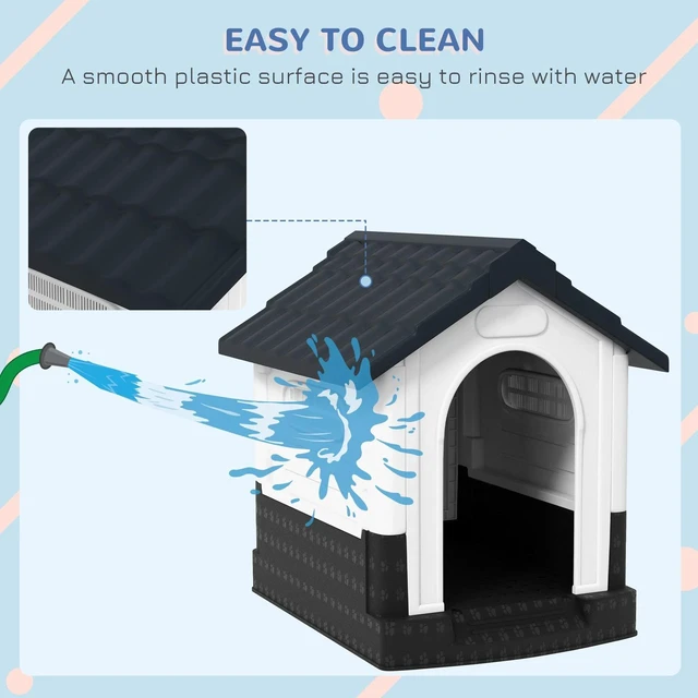 Alt view image 4 of 7 - Dog Kennel for Outside, Plastic Dog House, Water-resistant for Gardens