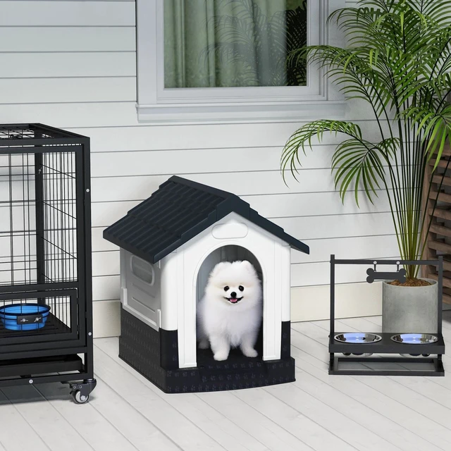 Alt view image 2 of 7 - Dog Kennel for Outside, Plastic Dog House, Water-resistant for Gardens
